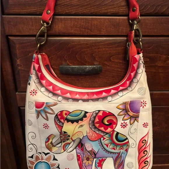 Anuschka Multicolor Elephant Shoulder Bag - Picture 3 of 5